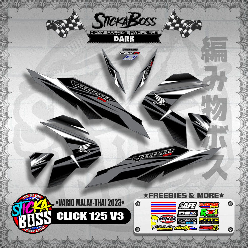 CLICK 125 V3 DECALS ( VARIO MALAY-THAI 2023 )【WITH FREEBIES】