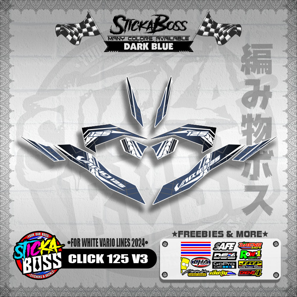 CLICK 125 V3 DECALS ( FOR WHITE VARIO LINES 2024 )【WITH FREEBIES】