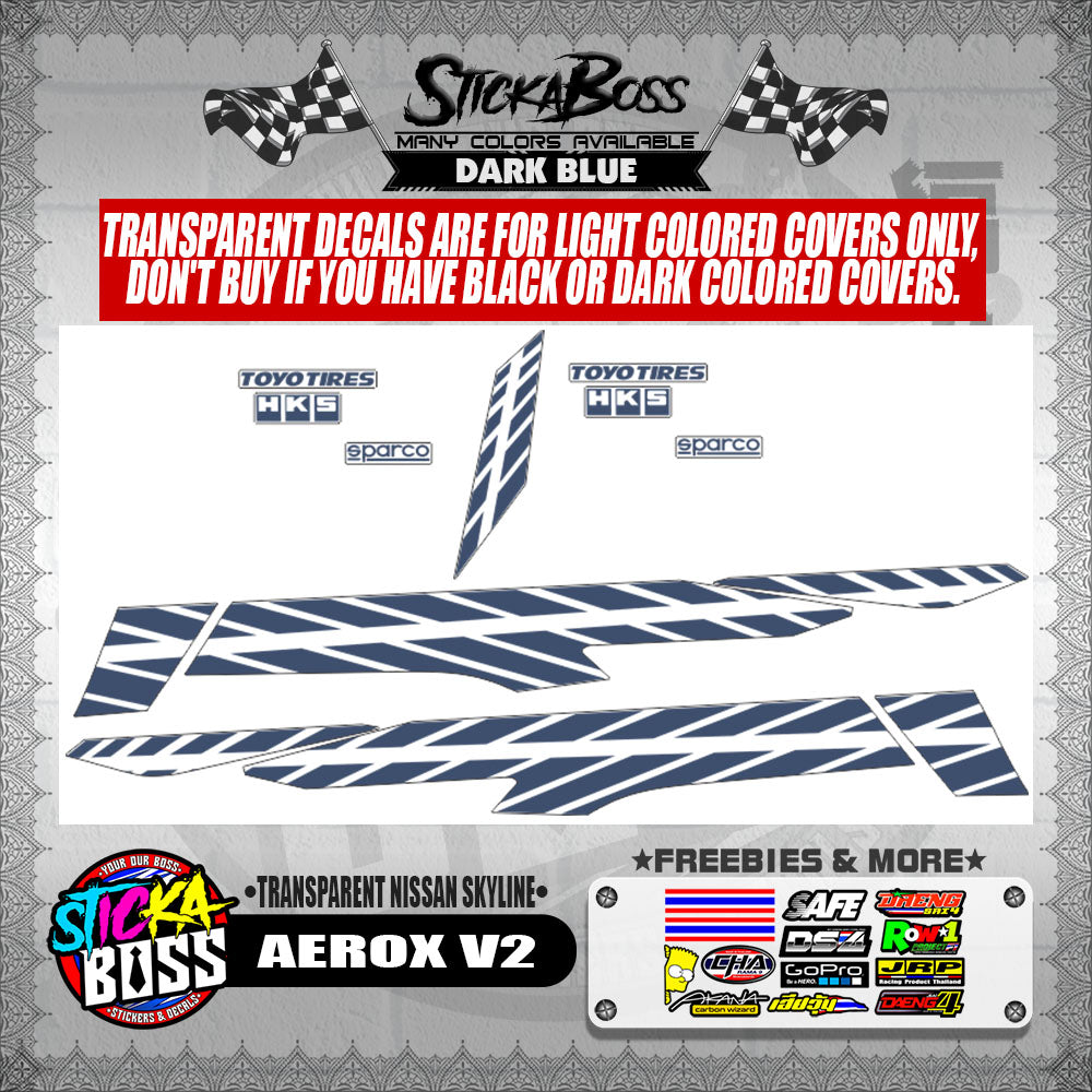 AEROX V2 DECALS ( TRANSPARENT NISSAN SKYLINE )【WITH FREEBIES】