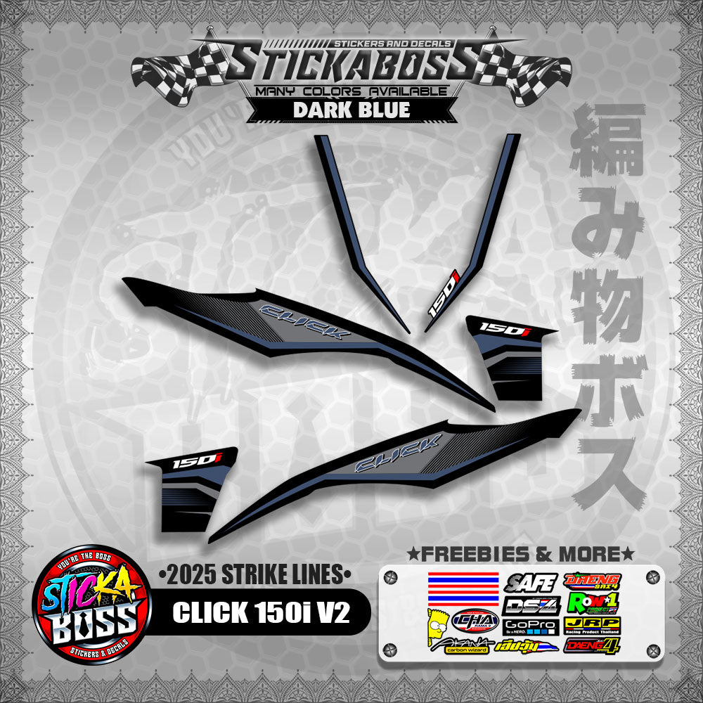 CLICK 150i V2 STICKER DECALS ( 2025 STRIKE LINES )【WITH FREEBIES】