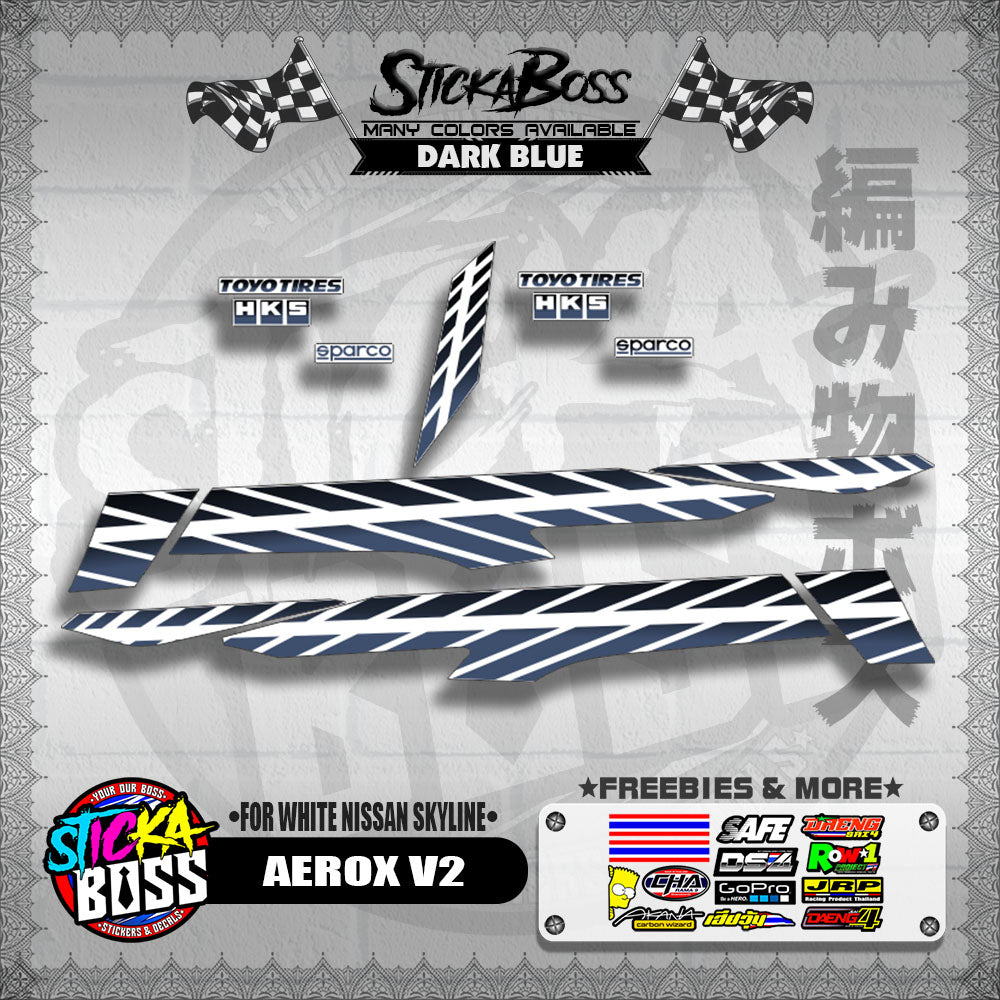 AEROX V2 DECALS ( FOR WHITE NISSAN SKYLINE )【WITH FREEBIES】