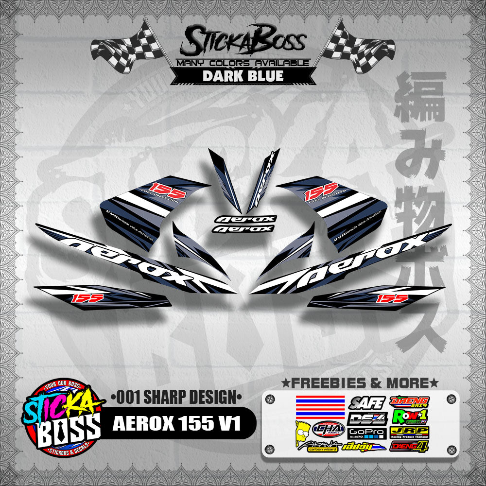 AEROX 155 V1 DECALS ( 001 SHARP DESIGN )【WITH FREEBIES】