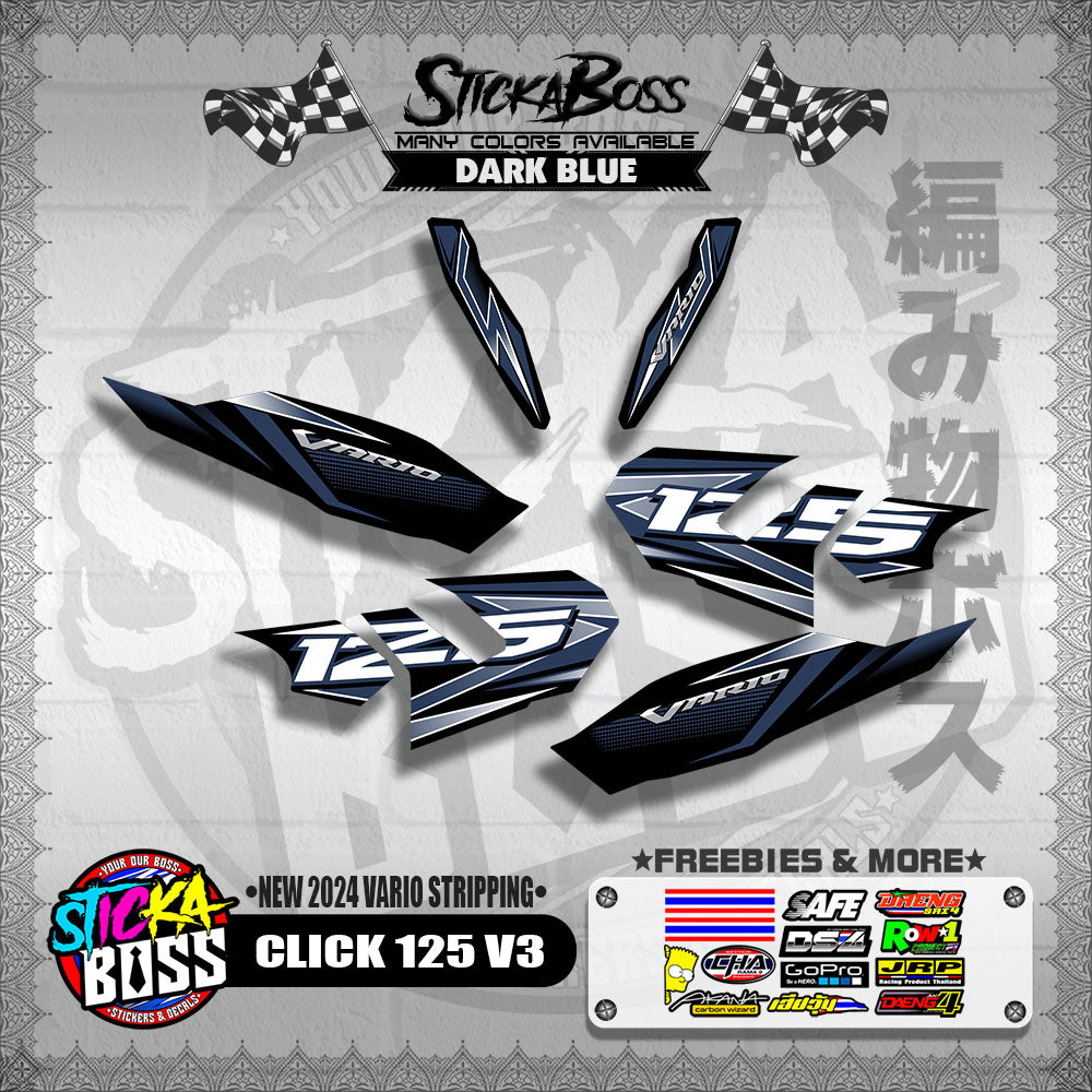 CLICK 125 V3 DECALS ( NEW 2024 VARIO STRIPPING )【WITH FREEBIES】