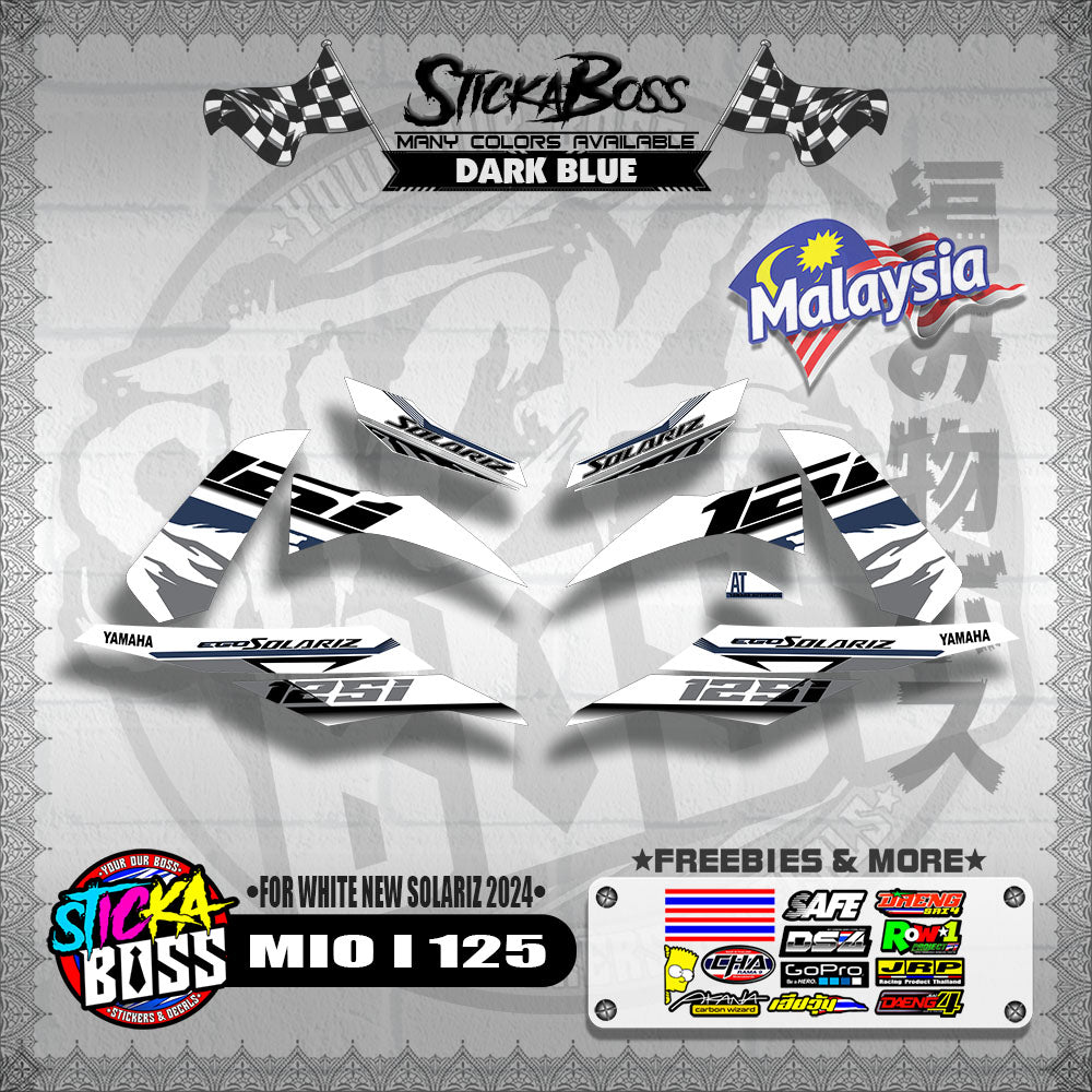 MIO I 125 MALAYSIAN DECALS ( FOR WHITE NEW SOLARIZ 2024 )【WITH FREEBIES】