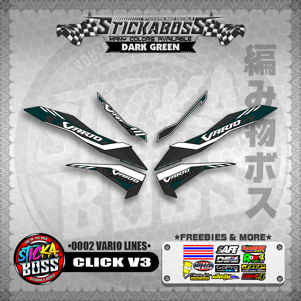 CLICK V3 STICKER DECALS ( 0002 VARIO LINES )【WITH FREEBIES】