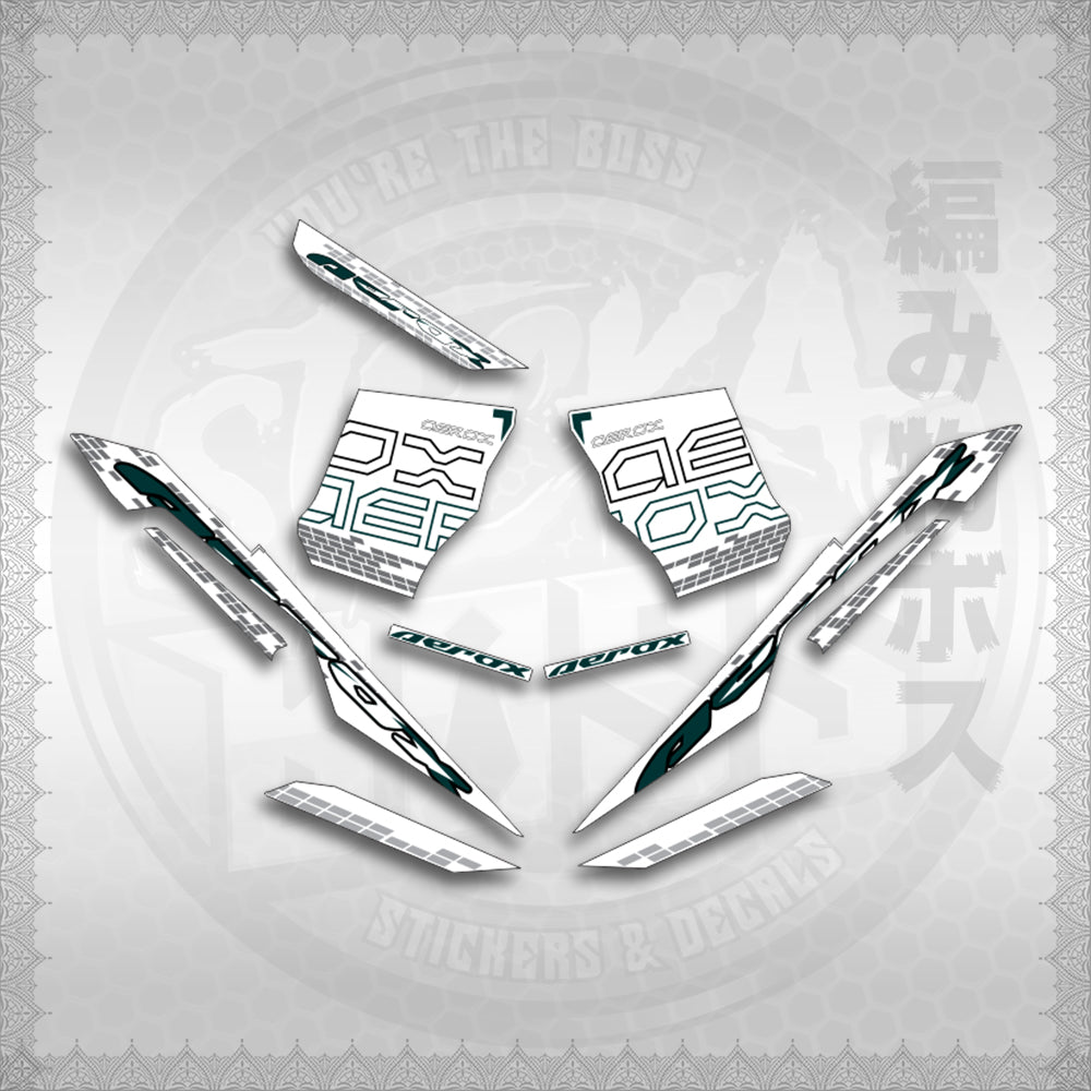 STICKER DECALS for AEROX V3 ALPHA TURBO INDO FOR WHITE (AV3NVBLDE) By STICKABOSS (SOFIE LAMINATED WATERPROOF)