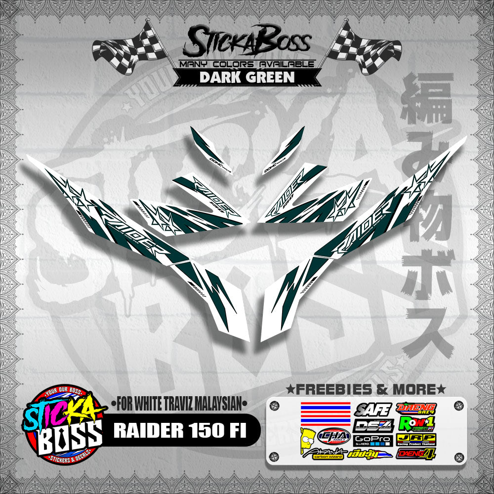 RAIDER 150 FI DECALS ( FOR WHITE TRAVIZ MALAYSIAN )【WITH FREEBIES】
