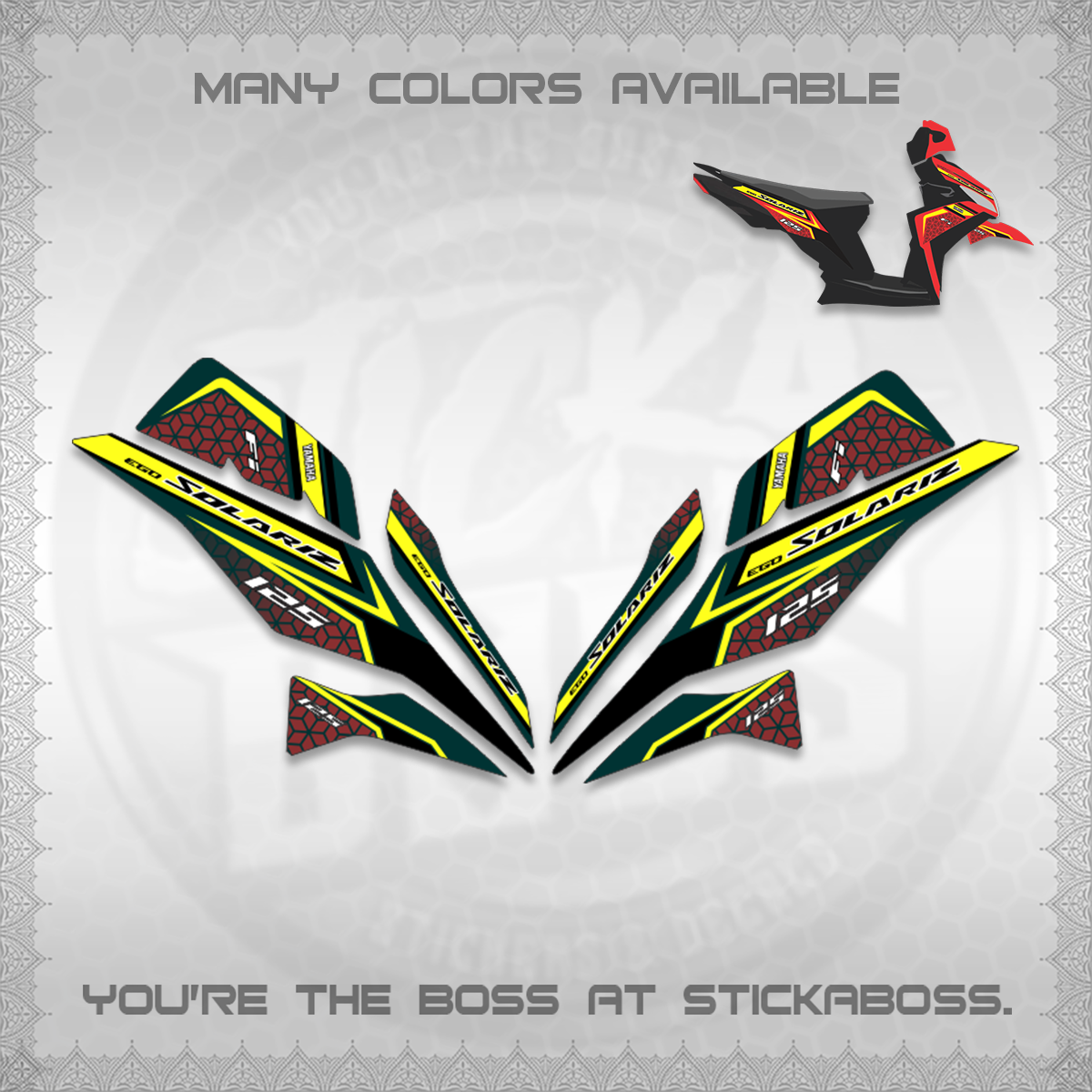 MIO I 125 M3 (NEW SOLARIZ MOTIF 25)STICKER DECALS By STICKABOSS (Copy)