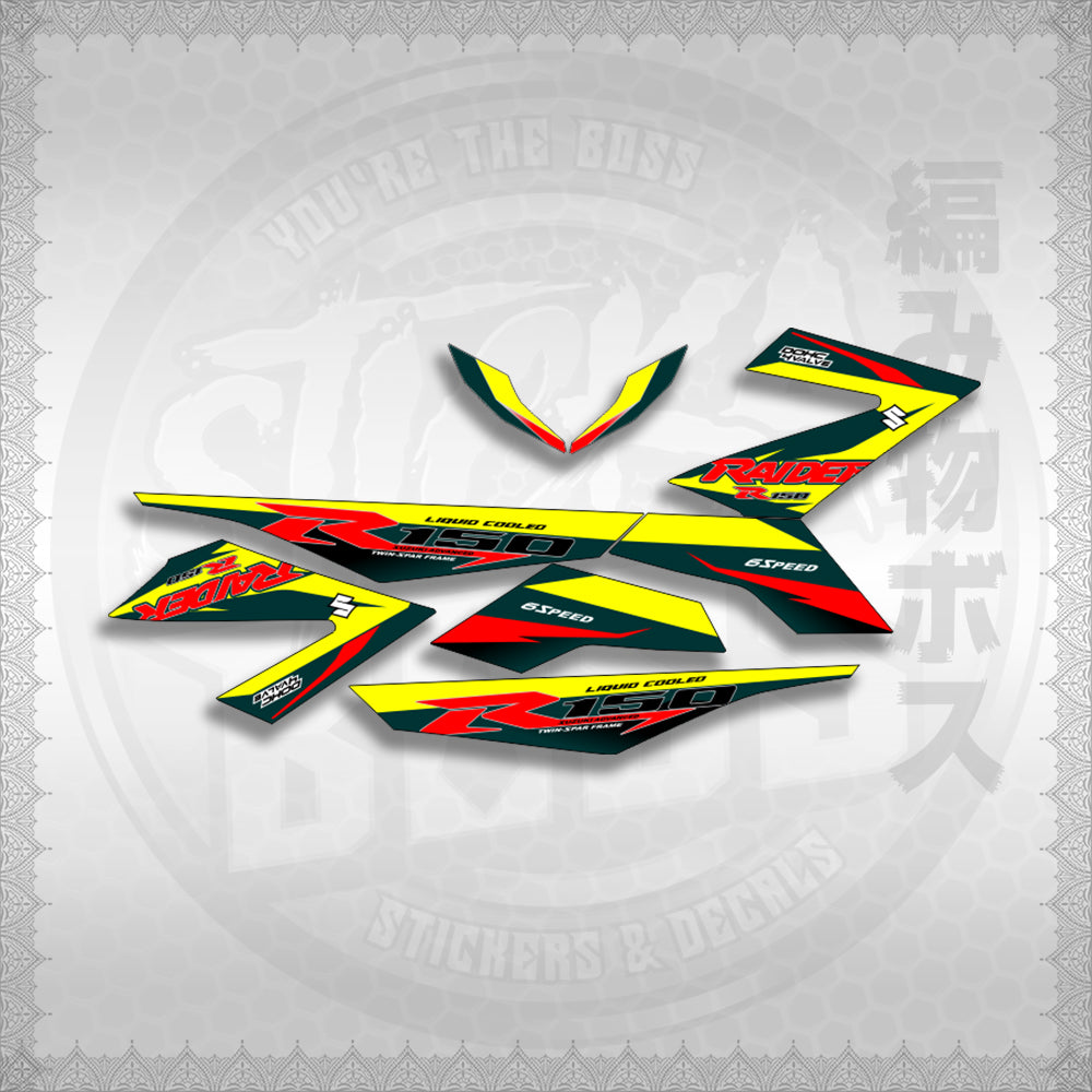 RAIDER 150 FI R150 BLAZE COLOR STICKER DECALS By STICKABOSS (SOFIE LAMINATED WATERPROOF)