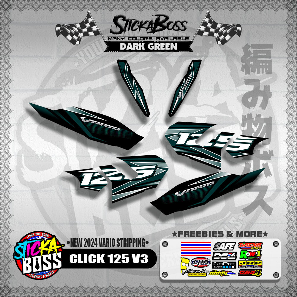CLICK 125 V3 DECALS ( NEW 2024 VARIO STRIPPING )【WITH FREEBIES】