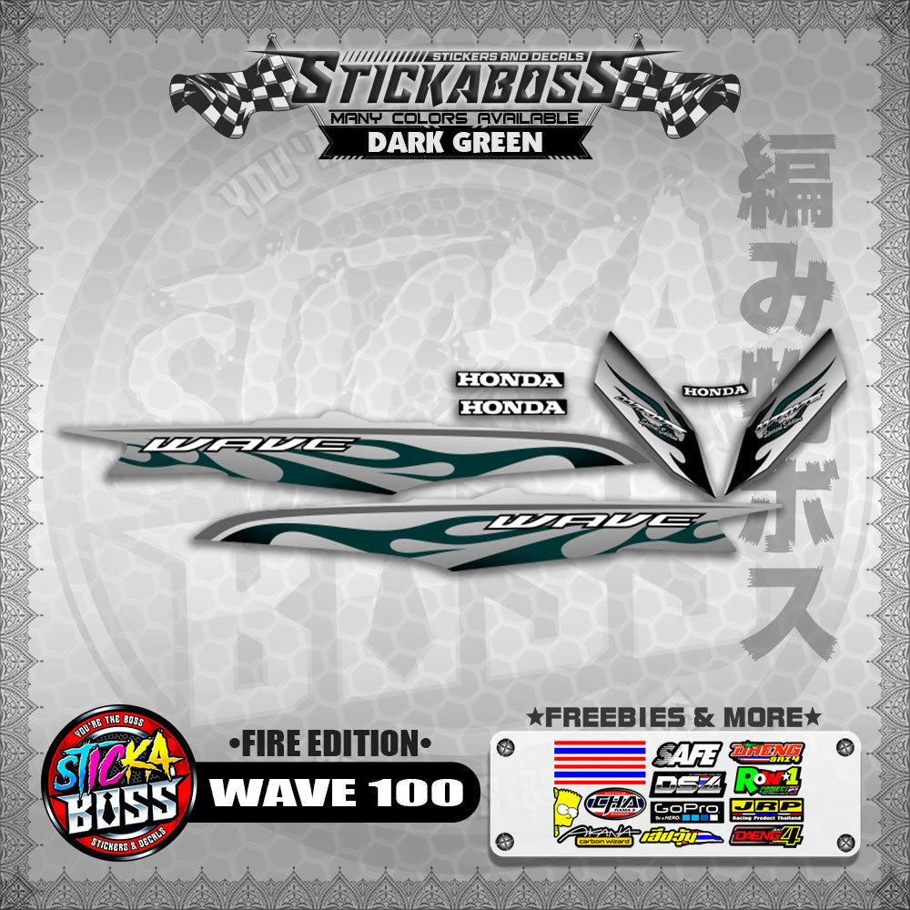 WAVE 100 STICKER DECALS ( FIRE EDITION )【WITH FREEBIES】