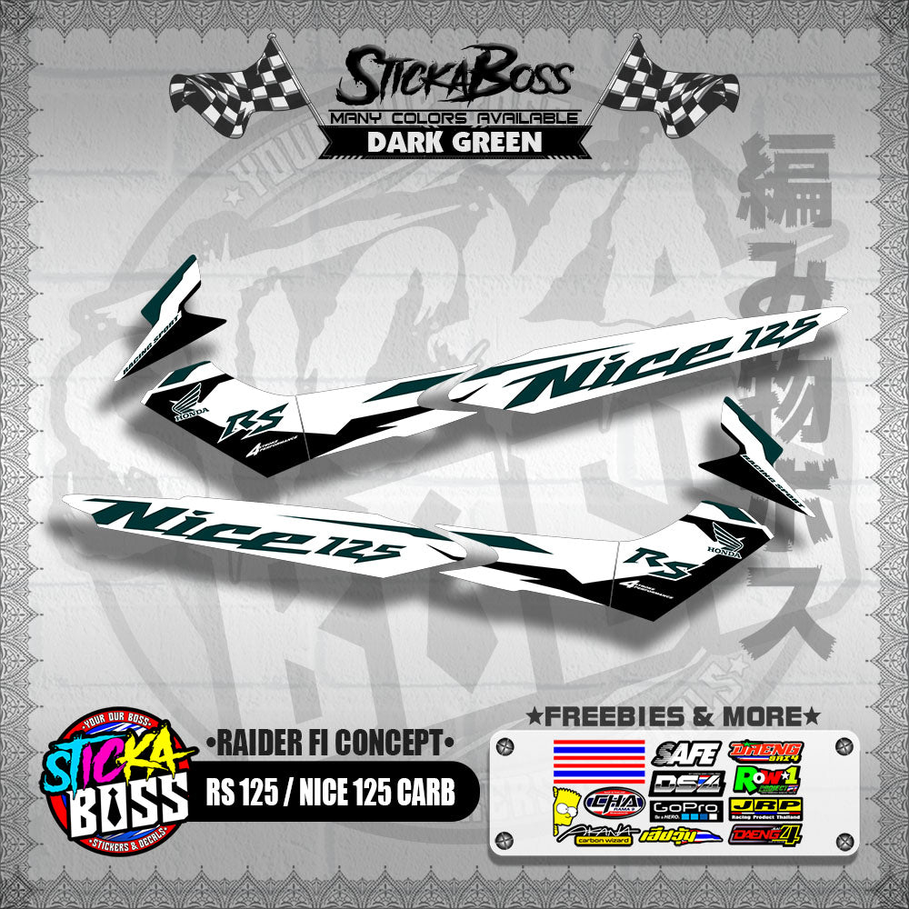 RS 125 / NICE 125 CARB DECALS ( RAIDER FI CONCEPT )【WITH FREEBIES】