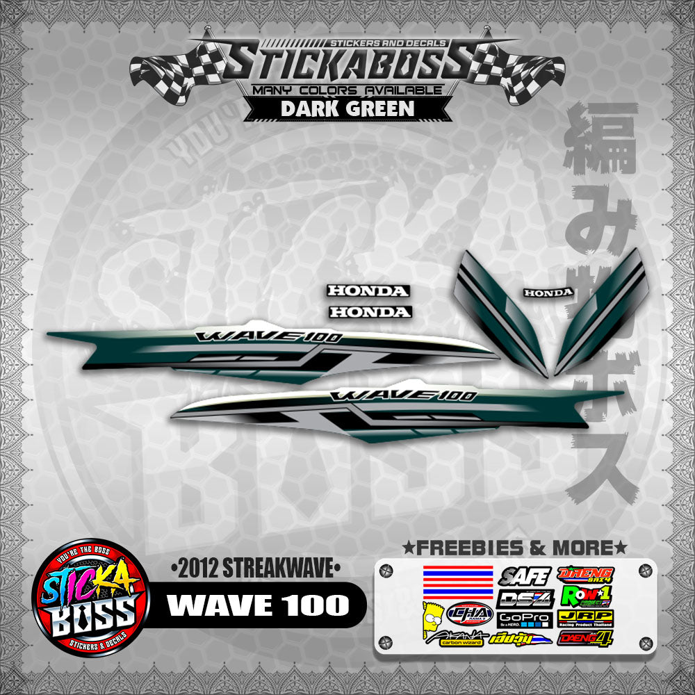 WAVE 100 STICKER DECALS ( 2012 STREAKWAVE ) 【WITH FREEBIES】
