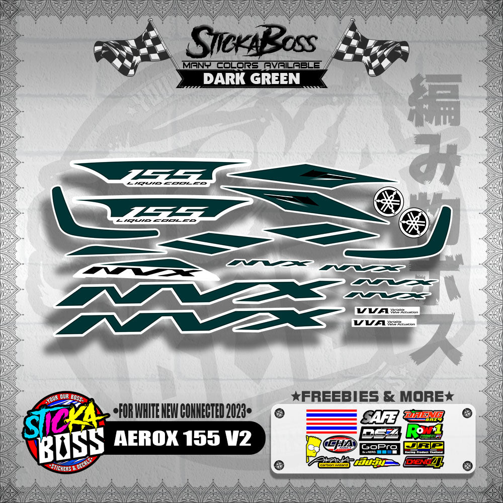 AEROX 155 V2 DECALS ( FOR WHITE NEW CONNECTED 2023 )【WITH FREEBIES】
