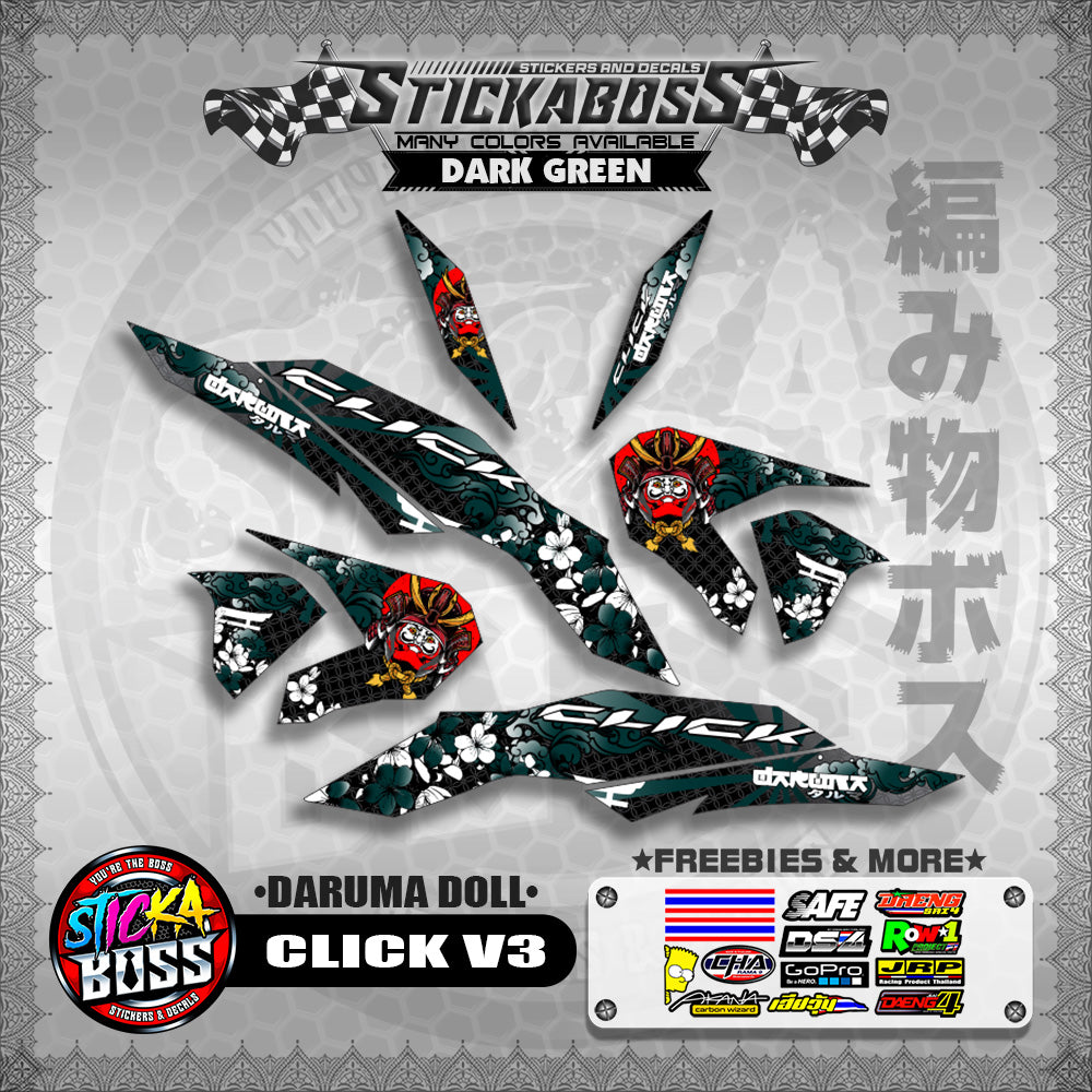 CLICK V3 STICKER DECALS ( DARUMA DOLL )【WITH FREEBIES】