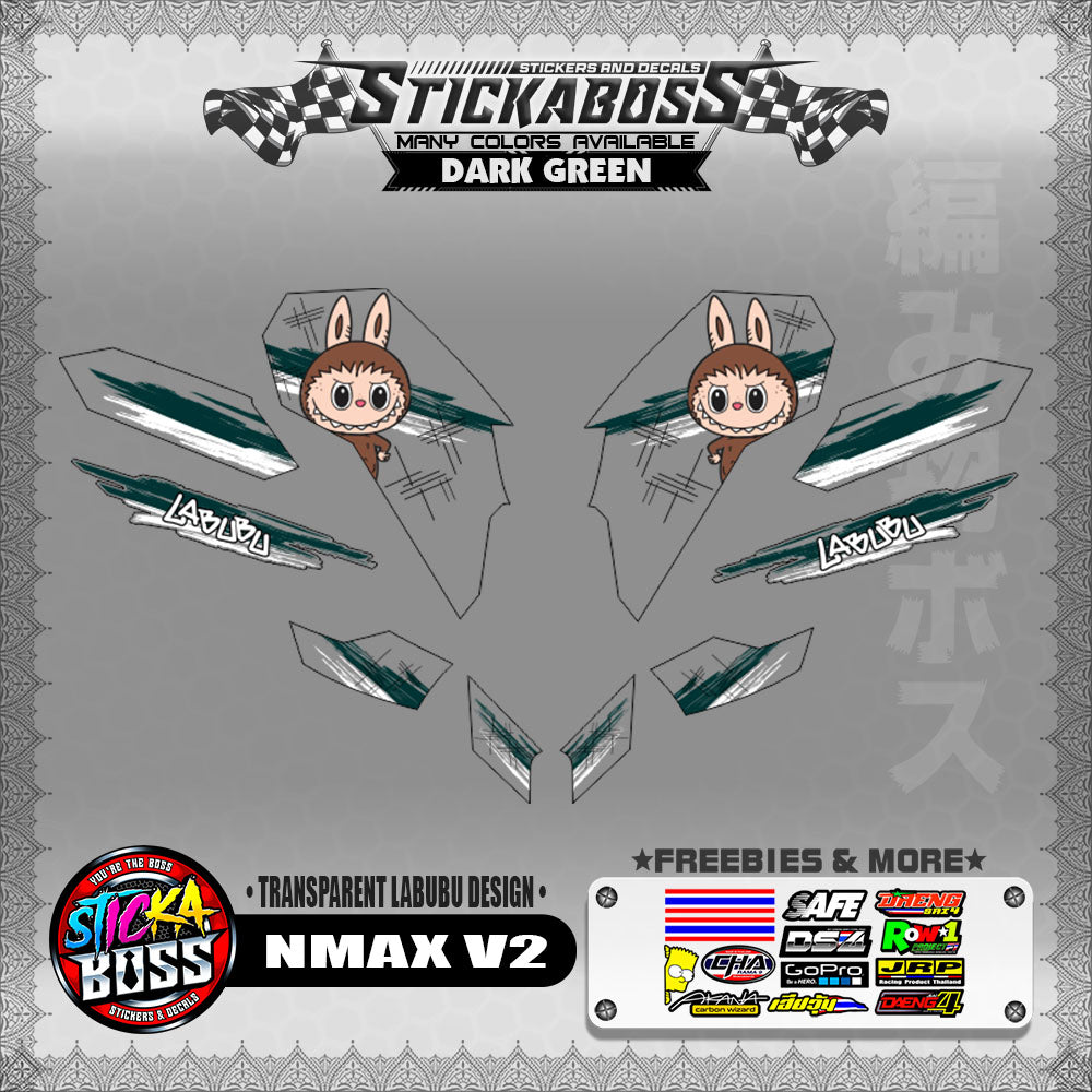 【PREMIUM UV PRINT】TRANSPARENT NMAX V2 STICKER DECALS ( LABUBU DESIGN )【WITH FREEBIES】