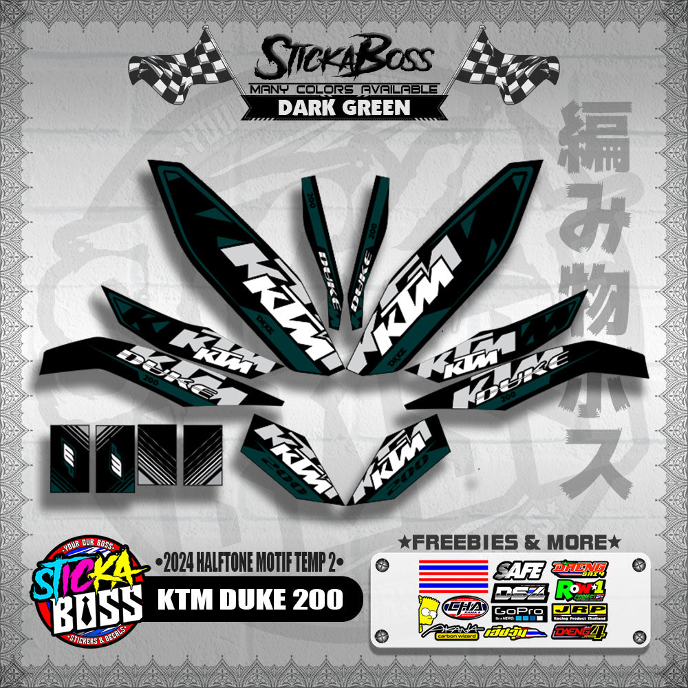 KTM DUKE 200 STICKER DECALS ( 2024 HALFTONE MOTIF TEMP 2 )【WITH FREEBIES】