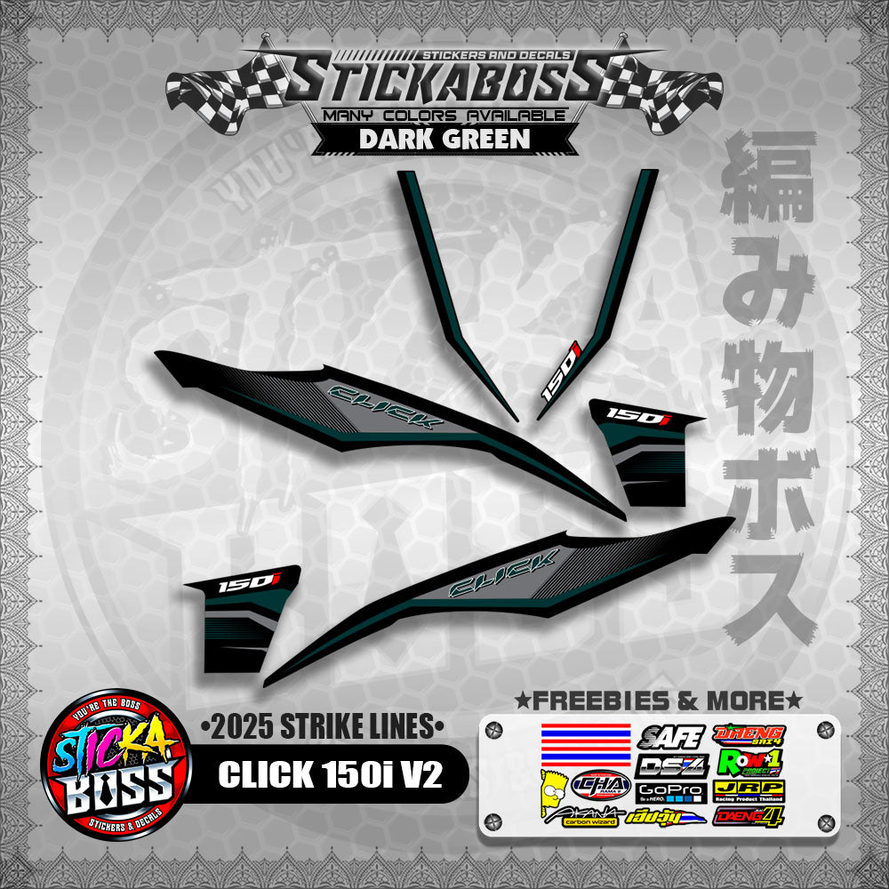 CLICK 150i V2 STICKER DECALS ( 2025 STRIKE LINES )【WITH FREEBIES】
