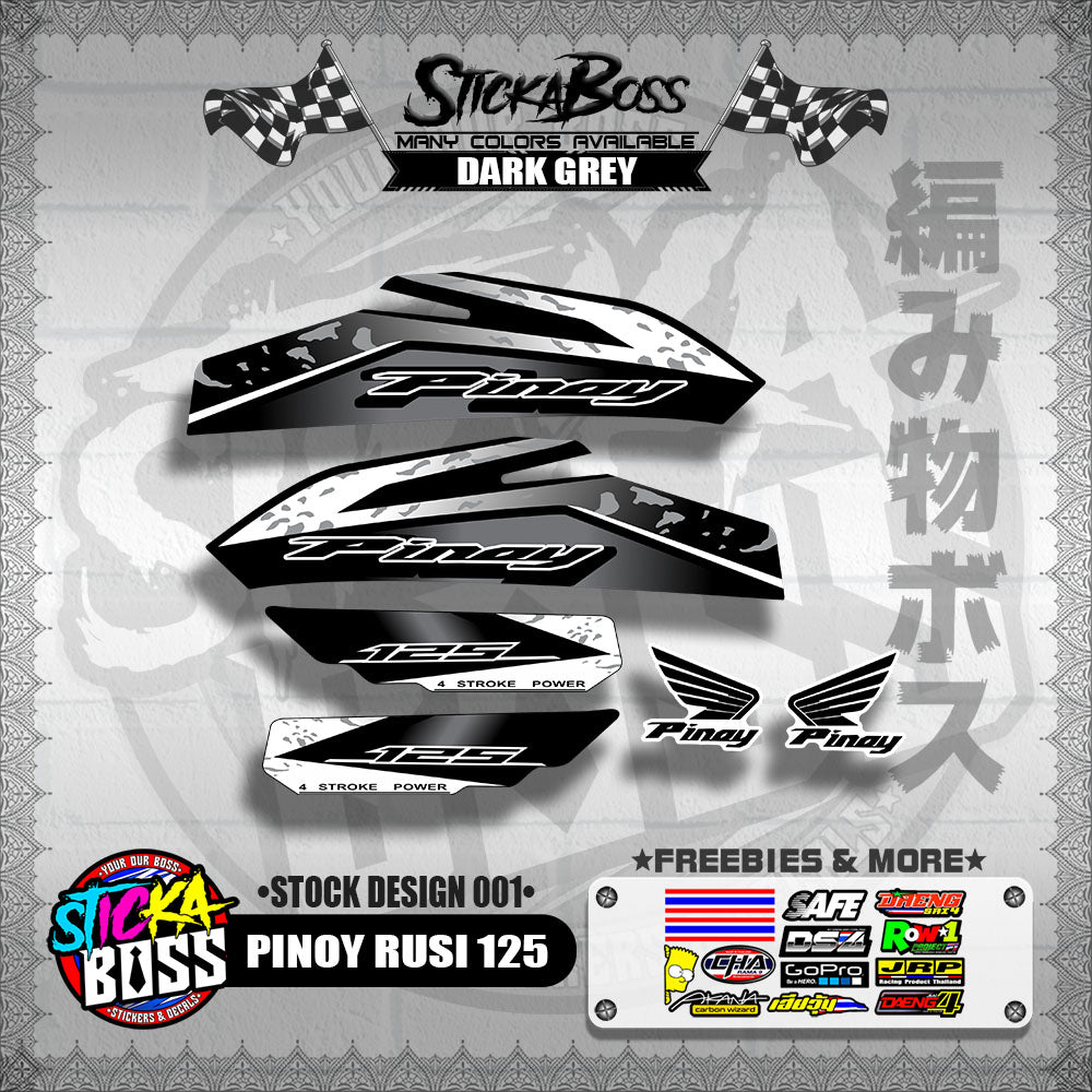 PINOY RUSI 125 DECALS ( STOCK DESIGN 001 )【WITH FREEBIES】