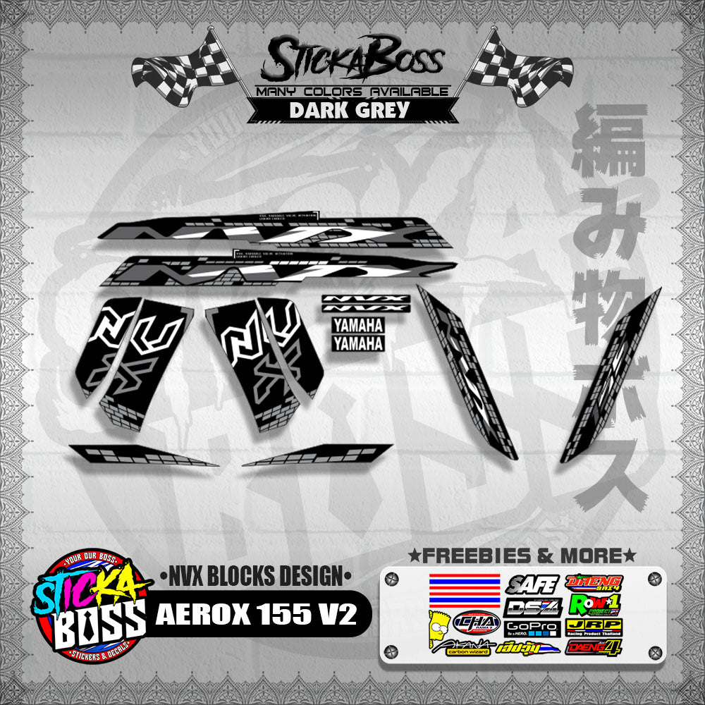 AEROX 155 V2 DECALS ( NVX BLOCKS DESIGN )【WITH FREEBIES】