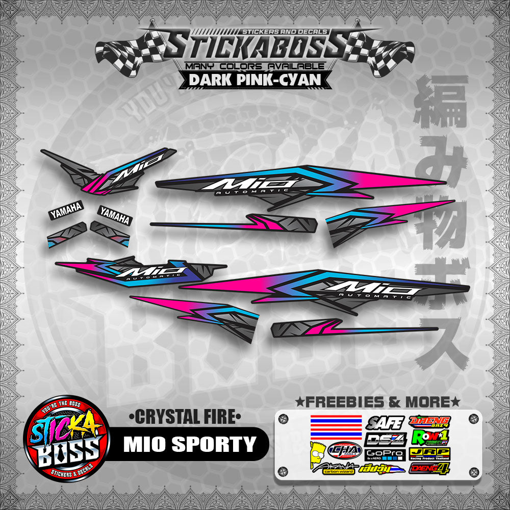 MIO SPORTY THAI-MALAYSIAN STICKER DECALS ( CRYSTAL FIRE )【WITH FREEBIES】
