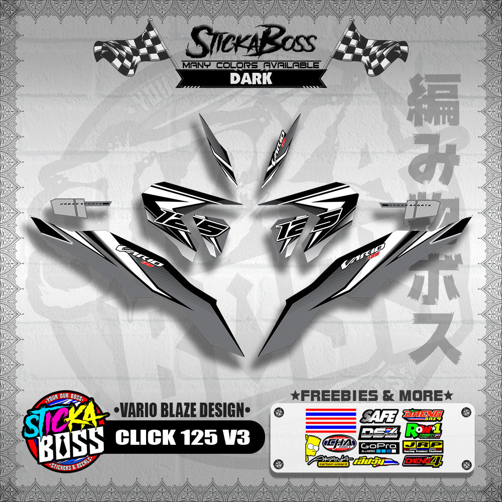 CLICK 125 V3 DECALS ( VARIO BLAZE DESIGN )【WITH FREEBIES】