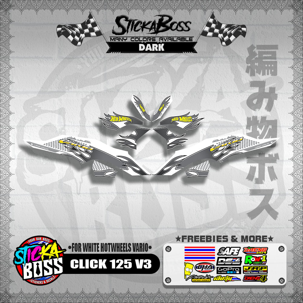 CLICK 125 V3 DECALS ( FOR WHITE HOTWHEELS VARIO )【WITH FREEBIES】