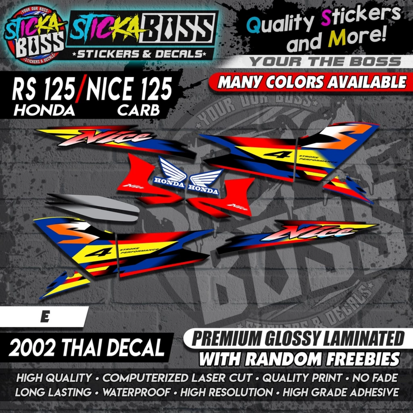 RS 125 / NICE 125 ( 2002 THAI DECAL ) 【PREMIUM GLOSSY LAMINATED】
