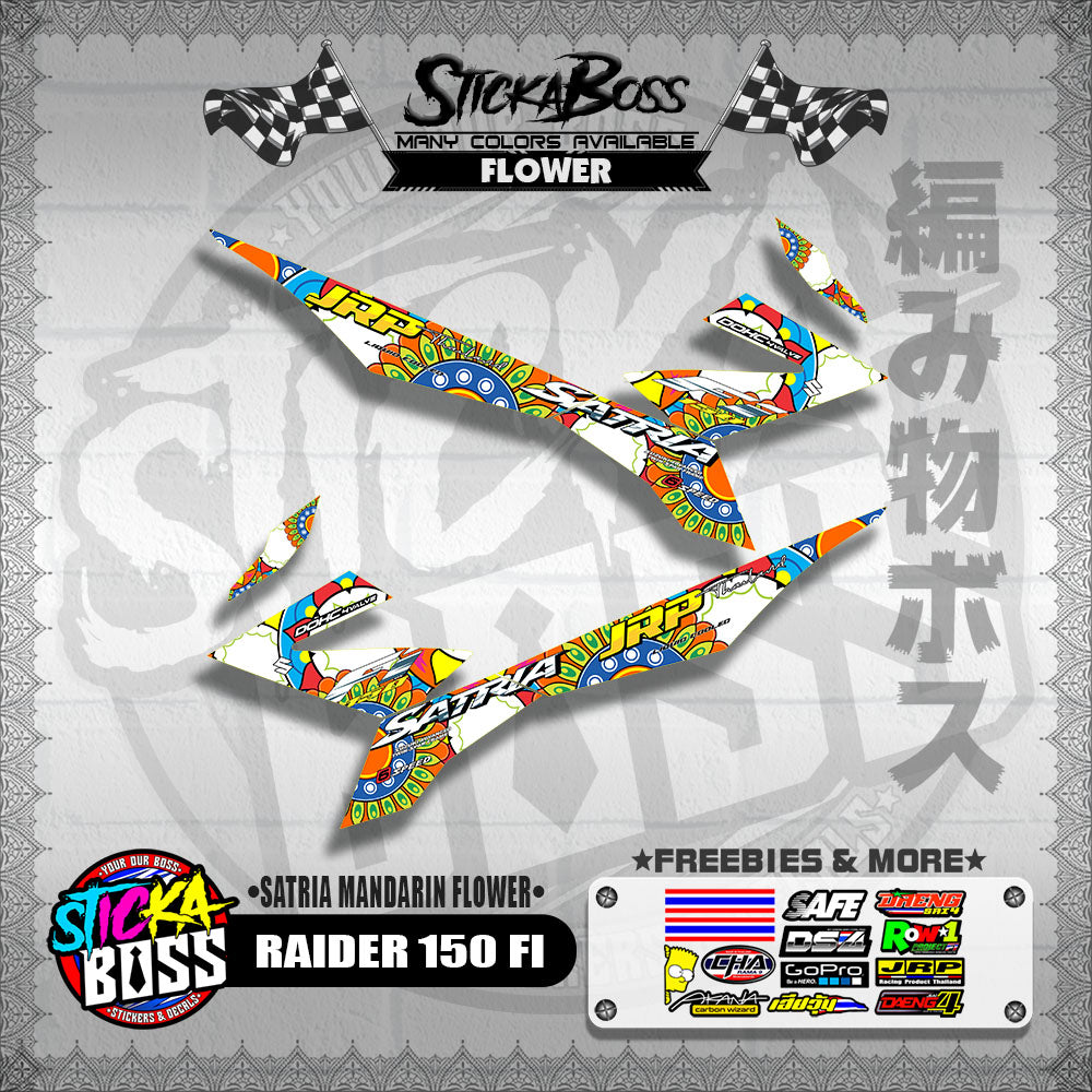RAIDER 150 FI DECALS ( SATRIA MANDARIN FLOWER )【WITH FREEBIES】