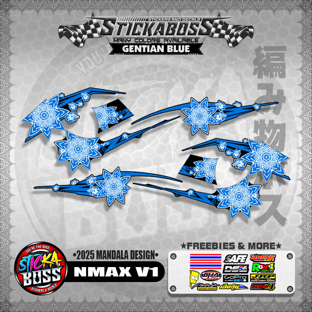 NMAX V1 INDO-THAI-MALAYSIAN STICKER DECALS ( 2025 MANDALA DESIGN )【WITH FREEBIES】