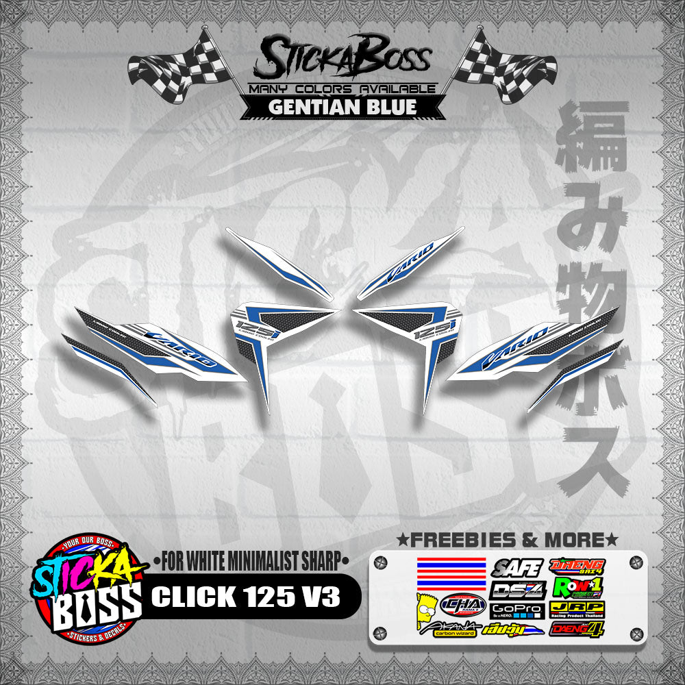 CLICK 125 V3 DECALS ( FOR WHITE MINIMALIST SHARP )【WITH FREEBIES】