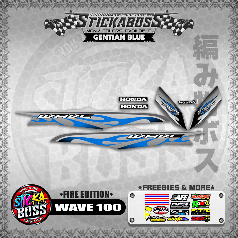 WAVE 100 STICKER DECALS ( FIRE EDITION )【WITH FREEBIES】