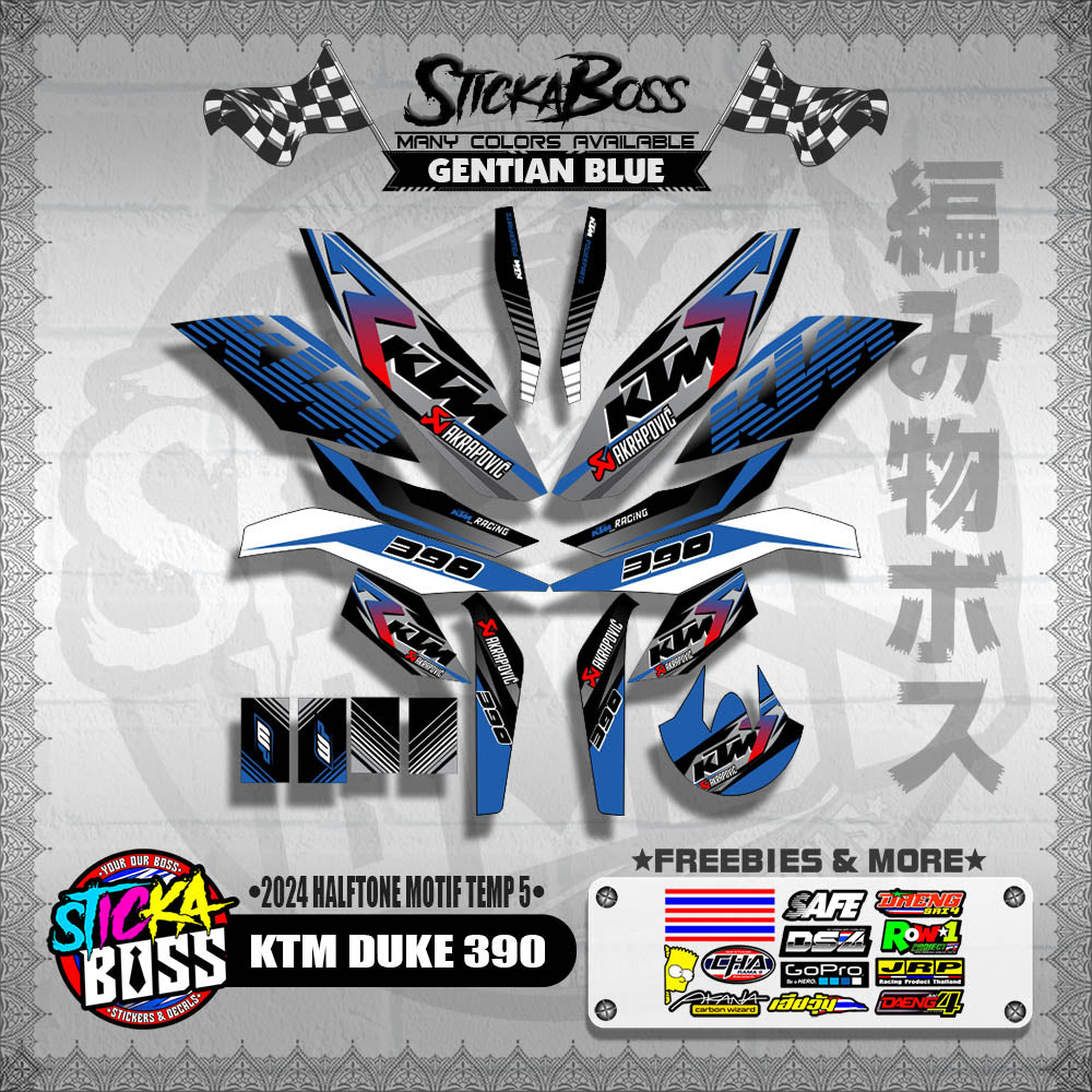 KTM DUKE 390 STICKER DECALS ( 2024 HALFTONE MOTIF TEMP 5 )【WITH FREEBIES】