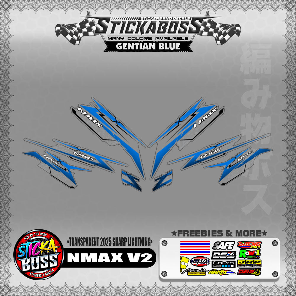 【PREMIUM UV PRINT】TRANSPARENT NMAX V2 INDO STICKER DECALS ( 2025 SHARP LIGHTNING )【WITH FREEBIES】