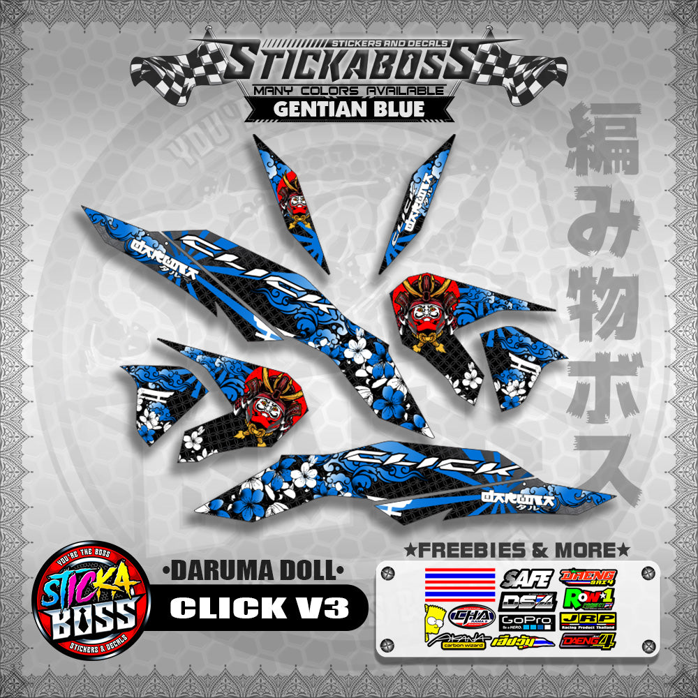 CLICK V3 STICKER DECALS ( DARUMA DOLL )【WITH FREEBIES】