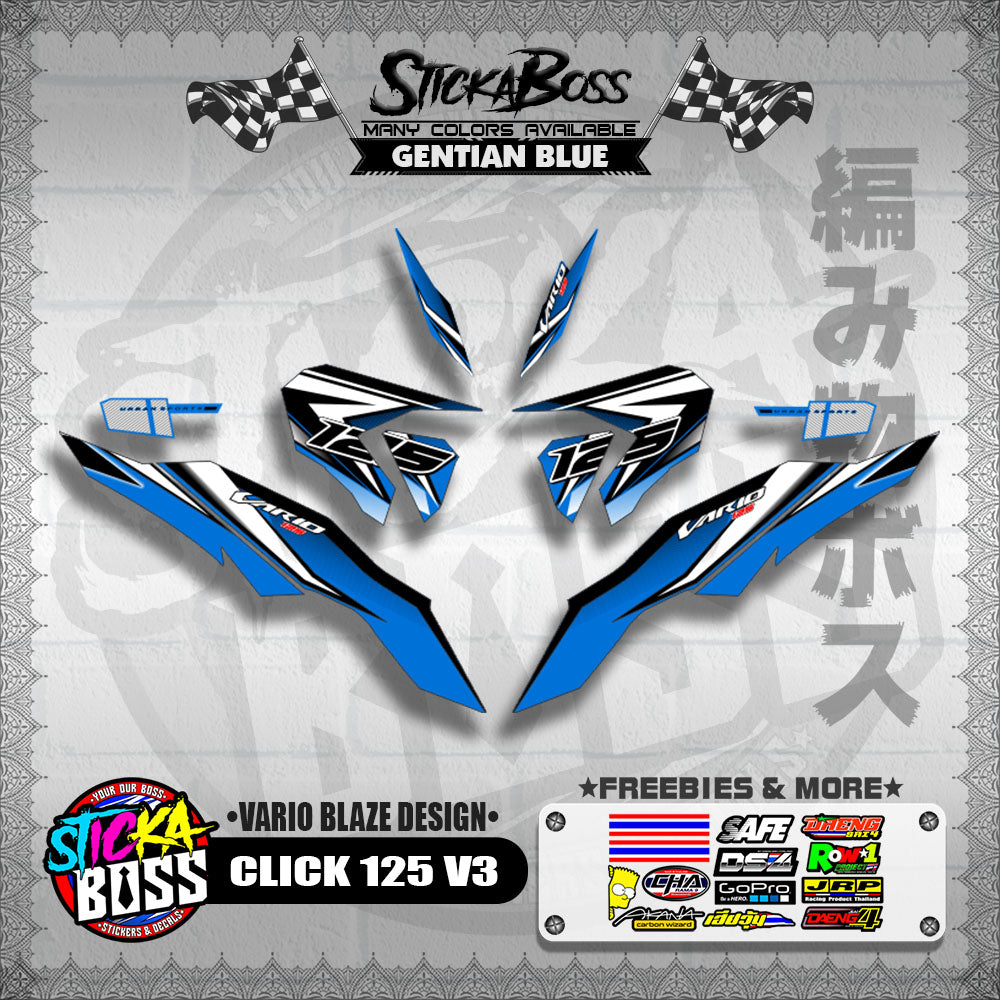 CLICK 125 V3 DECALS ( VARIO BLAZE DESIGN )【WITH FREEBIES】