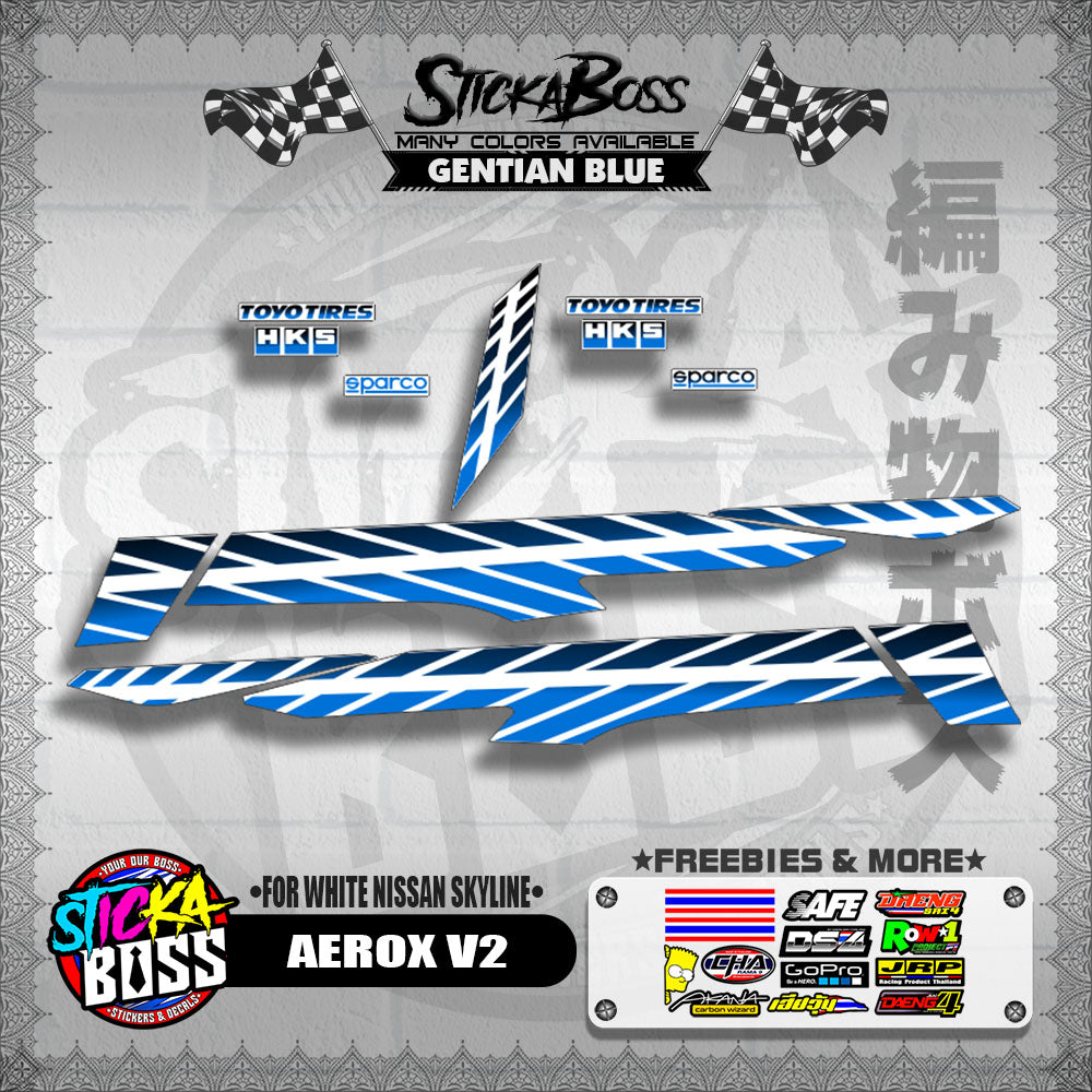 AEROX V2 DECALS ( FOR WHITE NISSAN SKYLINE )【WITH FREEBIES】