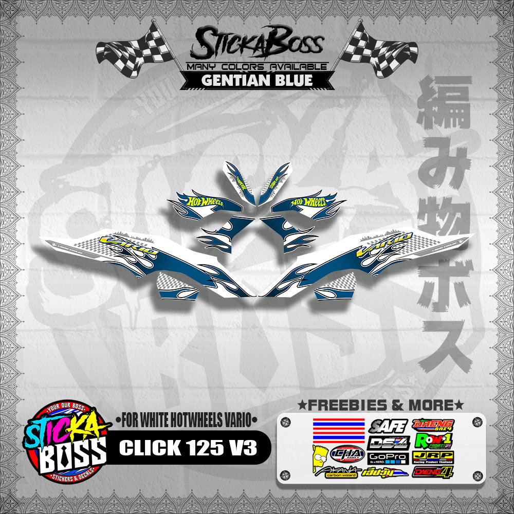 CLICK 125 V3 DECALS ( FOR WHITE HOTWHEELS VARIO )【WITH FREEBIES】