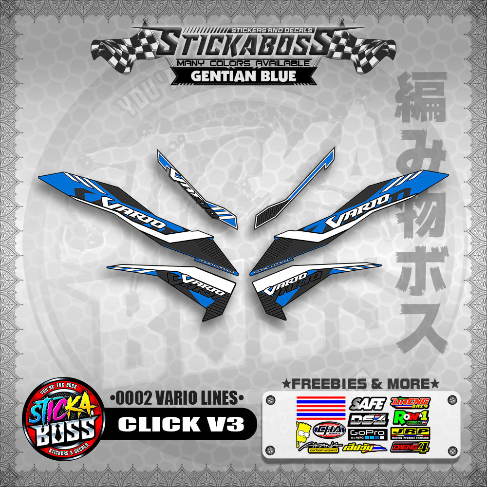 CLICK V3 STICKER DECALS ( 0002 VARIO LINES )【WITH FREEBIES】