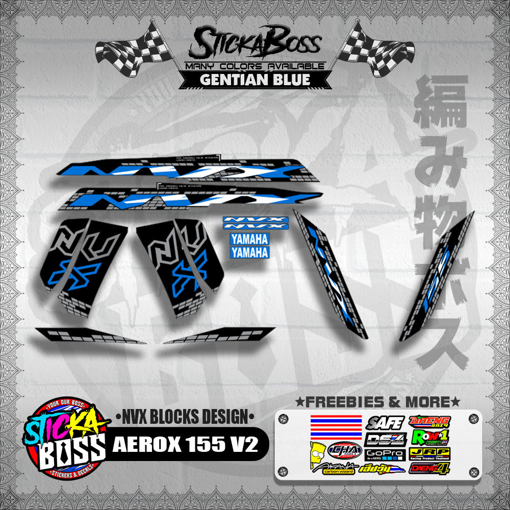 AEROX 155 V2 DECALS ( NVX BLOCKS DESIGN )【WITH FREEBIES】