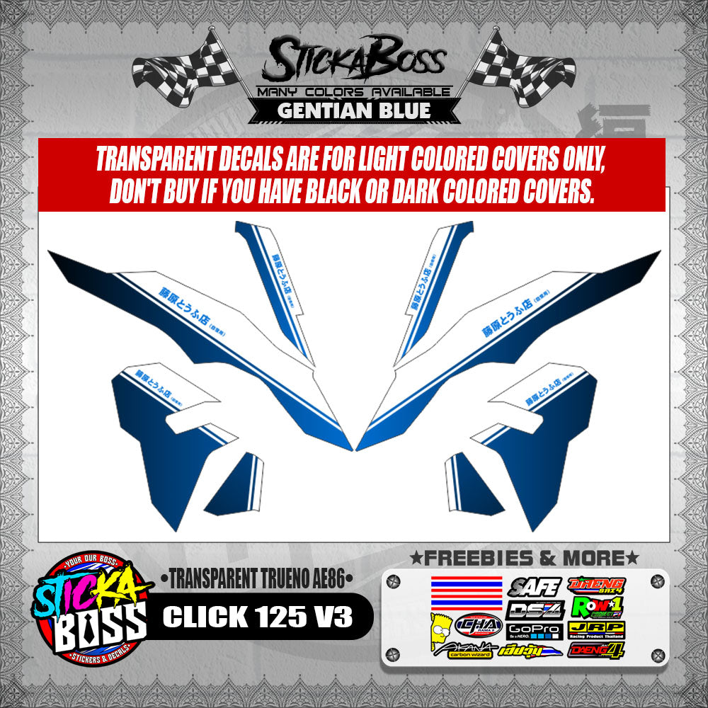 CLICK 125 V3 DECALS ( TRANSPARENT TRUENO AE86 )【WITH FREEBIES】