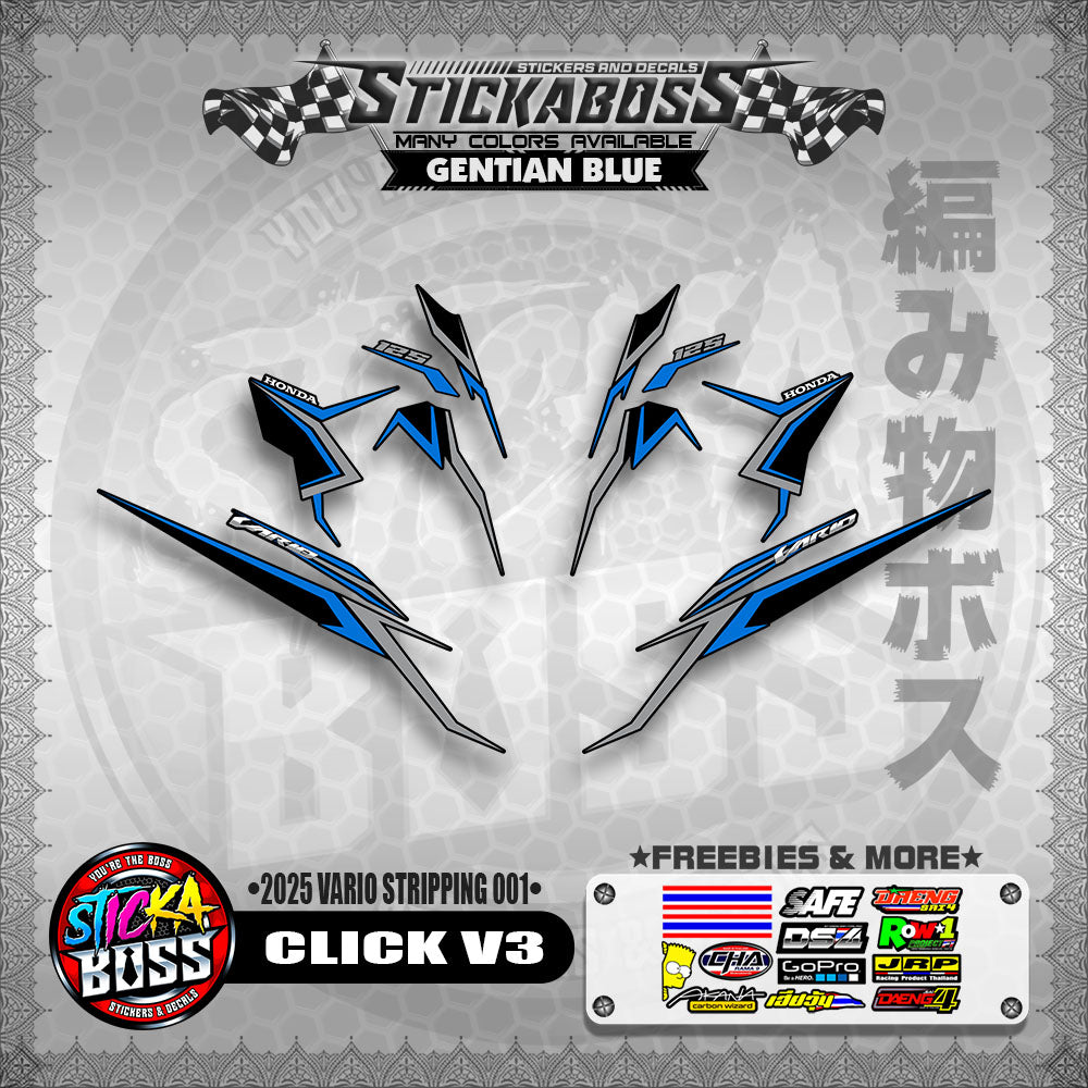 CLICK V3 STICKER DECALS ( 2025 VARIO STRIPPING 001 )【WITH FREEBIES】
