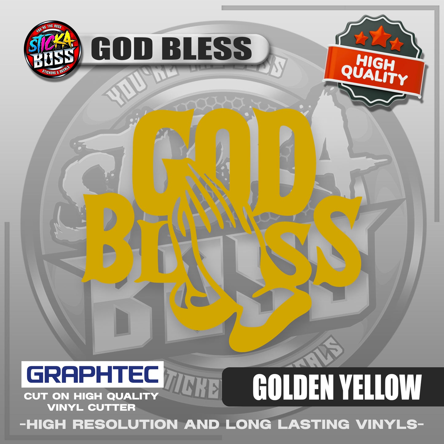 GOD BLESS | VINYL WATERPROOF CUT-OUT STICKER DECALS【Stickaboss】