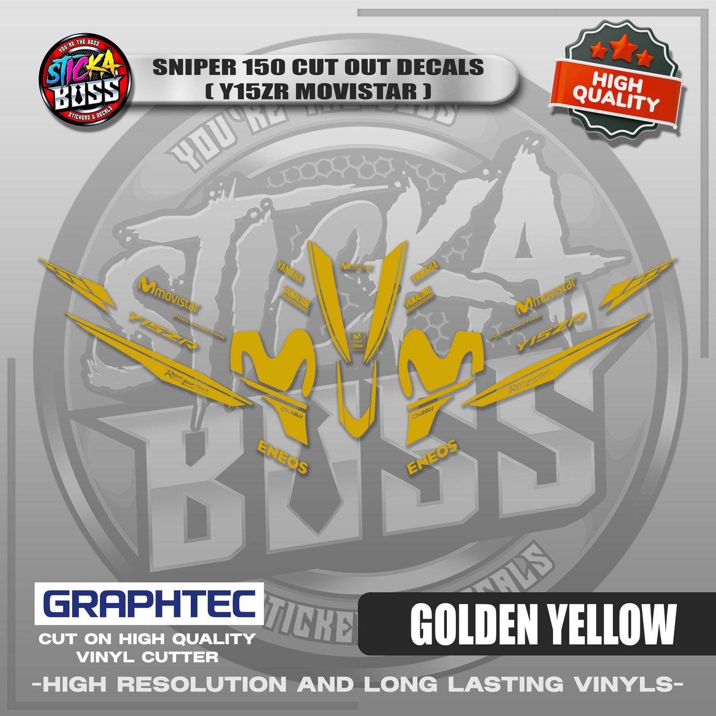SNIPER 150 CUT OUT DECALS ( Y15ZR MOVISTAR ) | VINYL WATERPROOF CUT-OUT STICKER DECALS