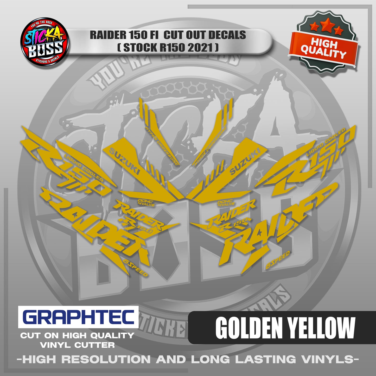RAIDER 150 FI CUT OUT DECALS ( STOCK R150 2021) | VINYL WATERPROOF CUT-OUT STICKER DECALS