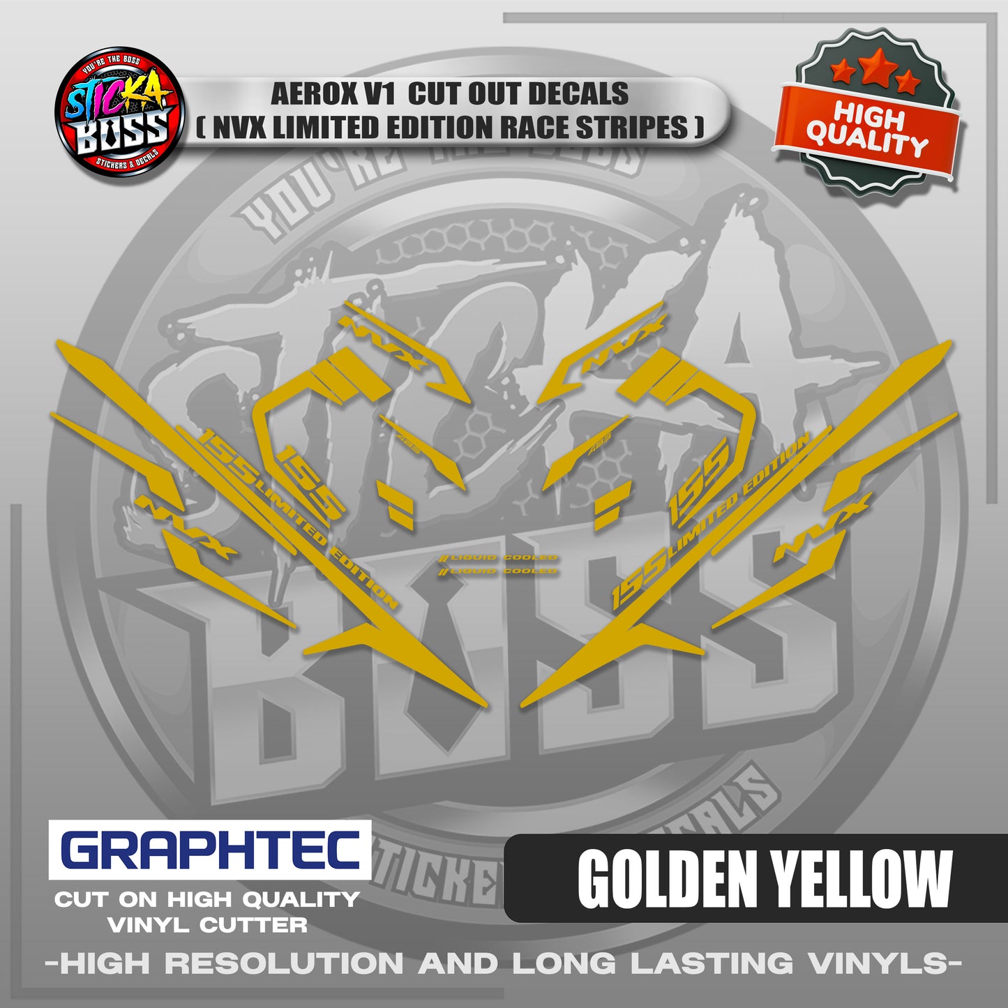 AEROX V1 CUT OUT DECALS ( NVX LIMITED EDITION RACE STRIPES ) | VINYL WATERPROOF CUT-OUT DECALS
