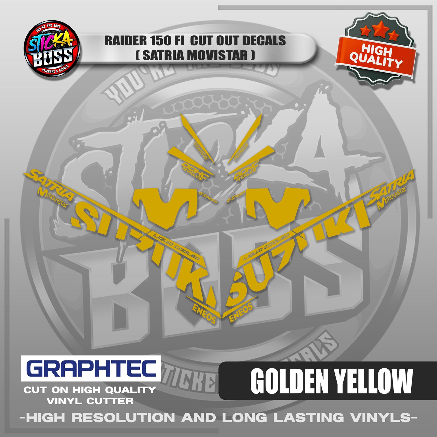 RAIDER 150 FI CUT OUT DECALS ( SATRIA MOVISTAR ) | VINYL WATERPROOF CUT-OUT STICKER DECALS