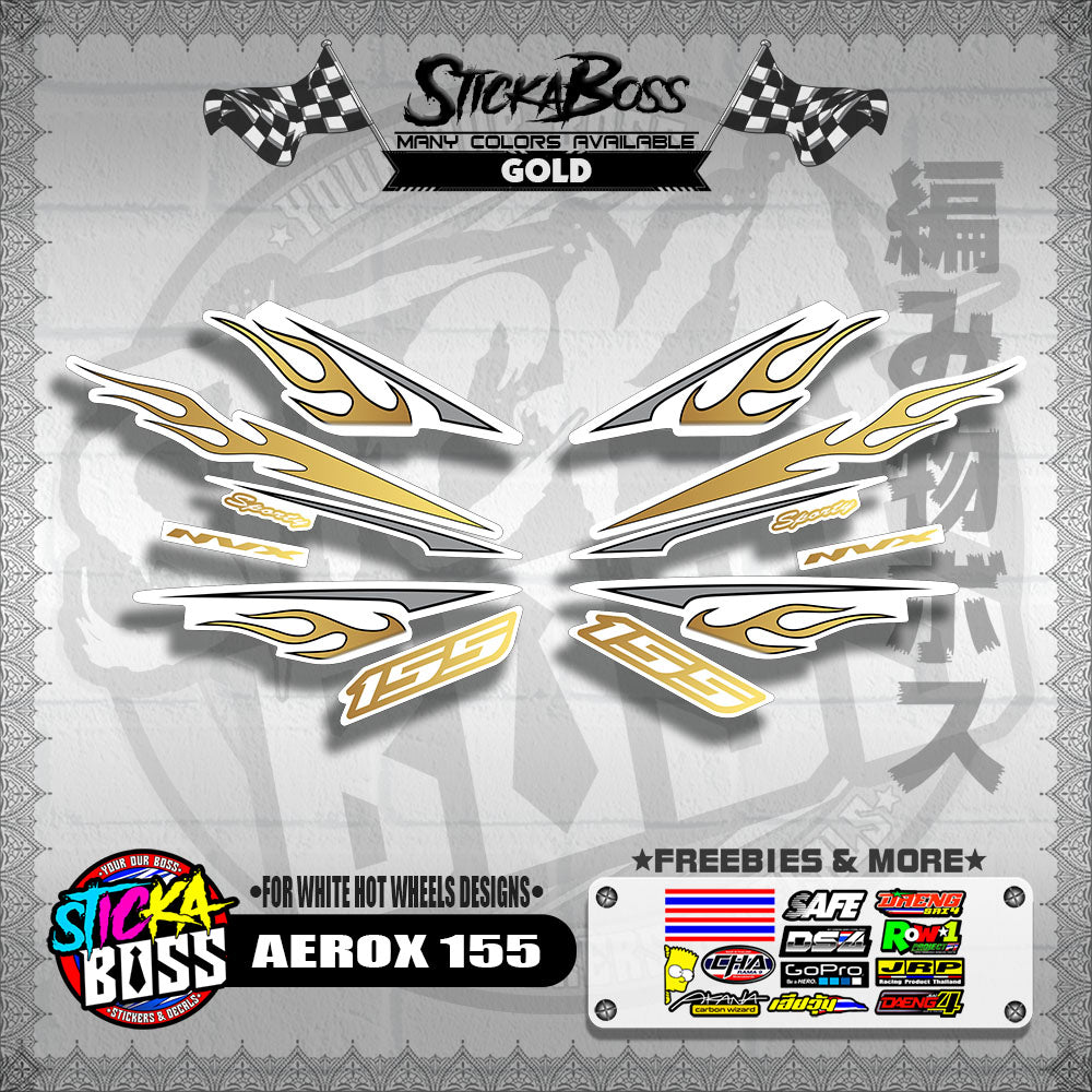 AEROX 155 DECALS ( FOR WHITE HOT WHEELS DESIGNS )【WITH FREEBIES】