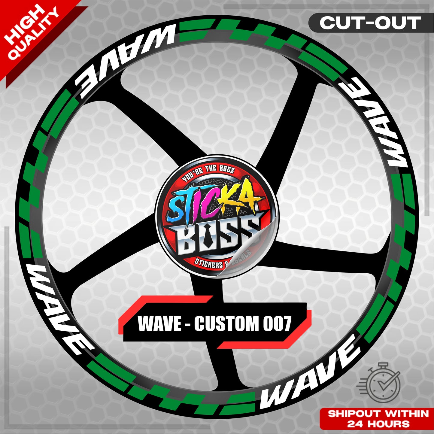 WAVE 110 / 125 MAG STICKER SET ( 2 MAGS ) - CUSTOM 007 | VINYL WATERPROOF CUT-OUT DECALS