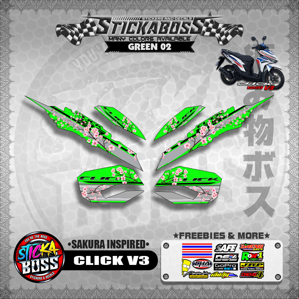 CLICK V3 STICKER DECALS ( SAKURA INSPIRED )【WITH FREEBIES】